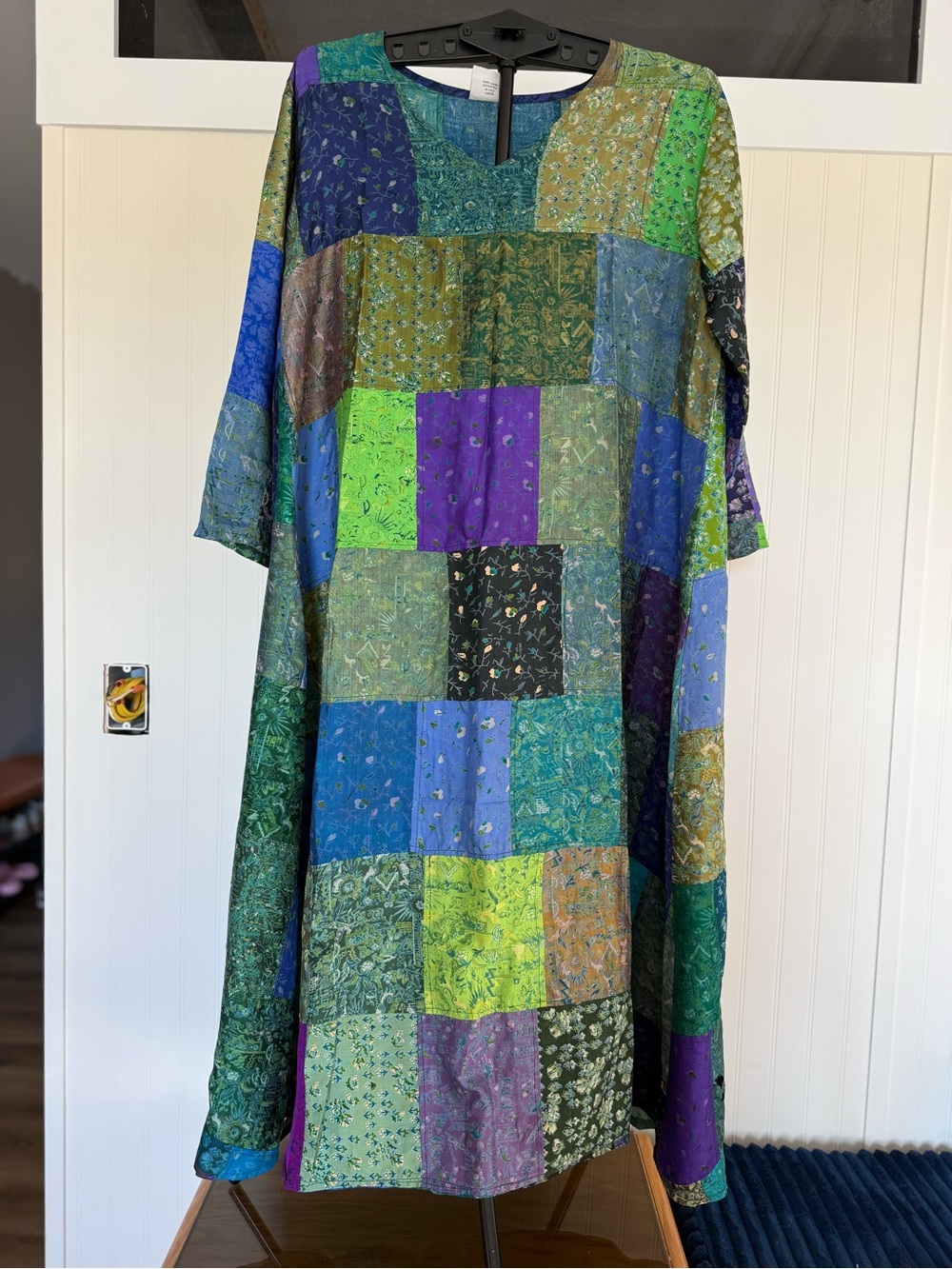 Fashion Fuse Patchwork 100% Silk Maxi Dress Whimsigoth Fairycore Artteacher